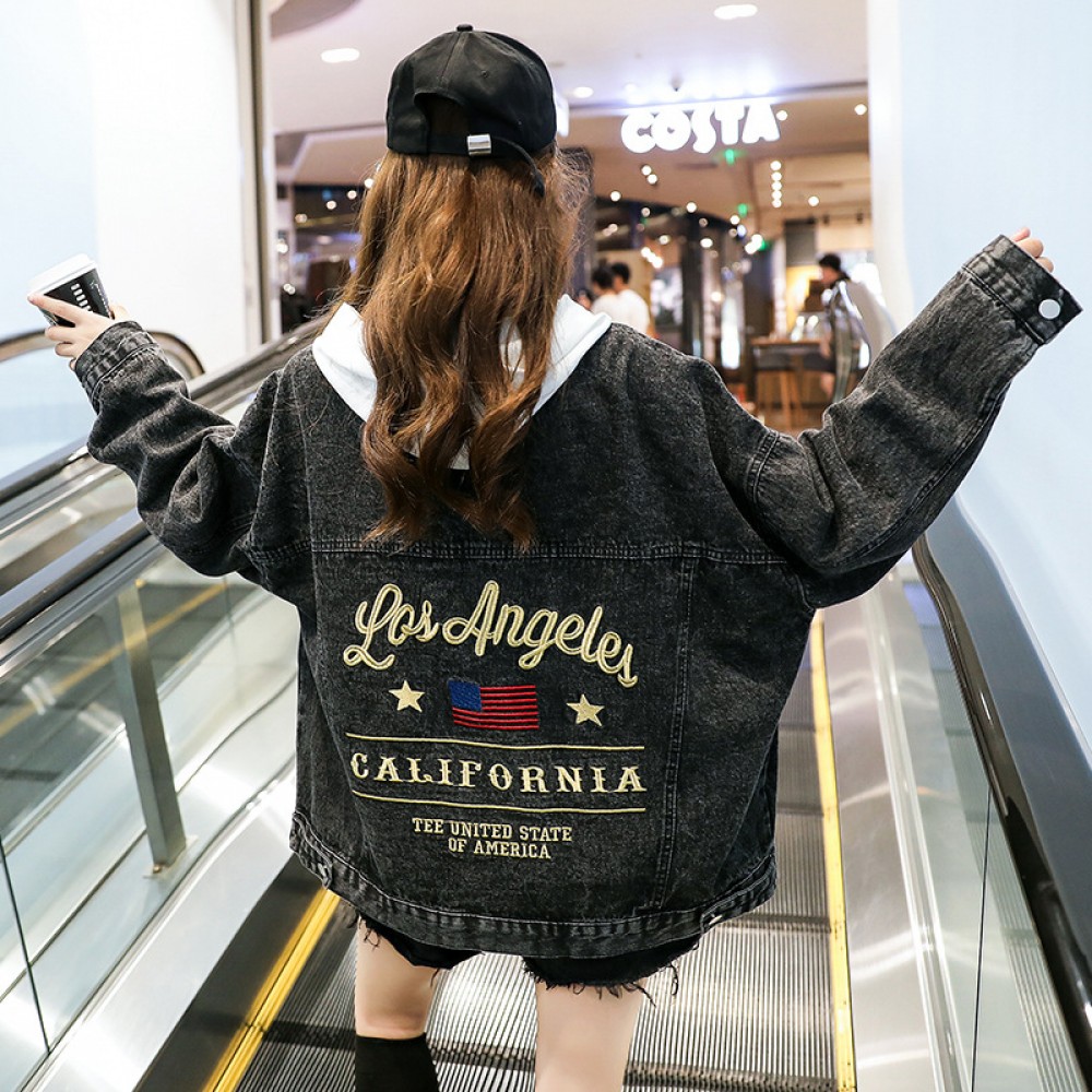 Loose plus size denim short jacket female autumn new small fragrance style wild shirt tide