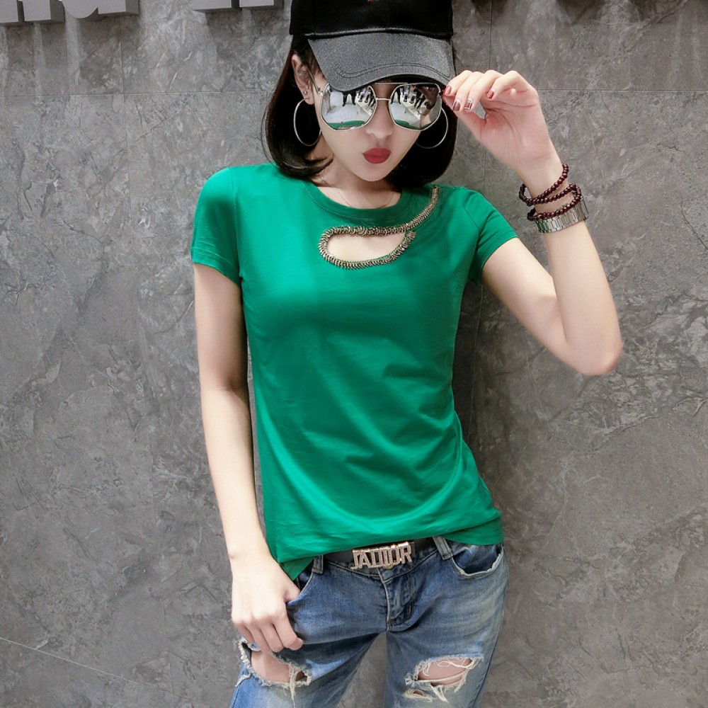 Spring and summer new sexy t-shirt women's short-sleeved shirt fashion half-sleeved tide