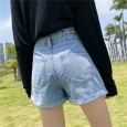 Summer denim shorts women's thin new tide high waist was thin and loose wide legs a word hot pants