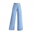 Wide-leg pants women's high waist drape summer thin section Tencel jeans elastic waist cover was thin straight straight nine-point pants tide