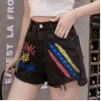Black denim super shorts women's summer new high waist hot pants thin section loose tide wild thin a word wide leg pants