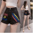 Black denim super shorts women's summer new high waist hot pants thin section loose tide wild thin a word wide leg pants