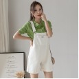 Siamese shorts women's summer new loose loose thin leg pants wild thin purple denim overalls
