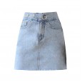 Denim skirt a-line skirt female spring new metal buckle bag hip skirt was thin short skirt student