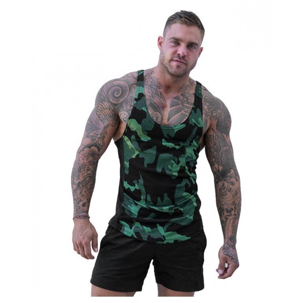 Men's vest muscle fitness camouflage shirt men's outdoor sports breathable quick-drying vest