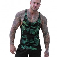 Men's vest muscle fitness camouflage shirt men's outdoor sports breathable quick-drying vest