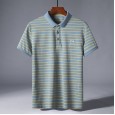 Men's summer new fashion casual business lapel striped men's short-sleeved POLO shirt