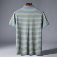 Men's summer new fashion casual business lapel striped men's short-sleeved POLO shirt