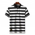 Summer men's fashion casual striped lapel micro-elastic men's POLO shirt short sleeves comfortable