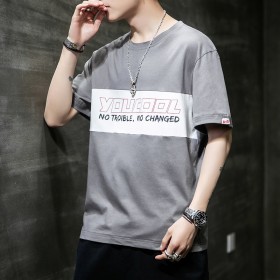 Summer new short-sleeved cotton t-shirt men's trend summer tide brand loose youth popular