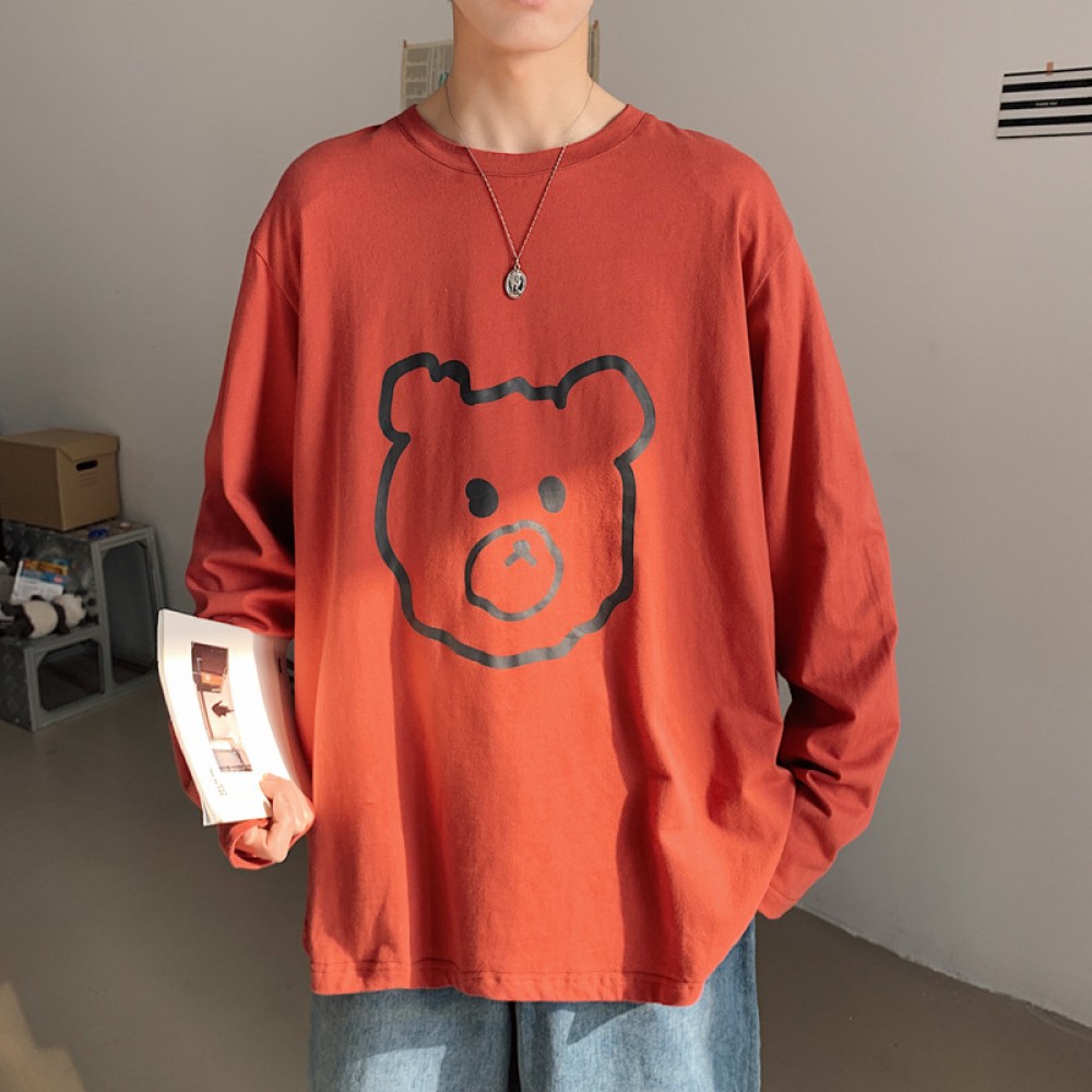 Spring and summer new bear long-sleeved T-shirt 