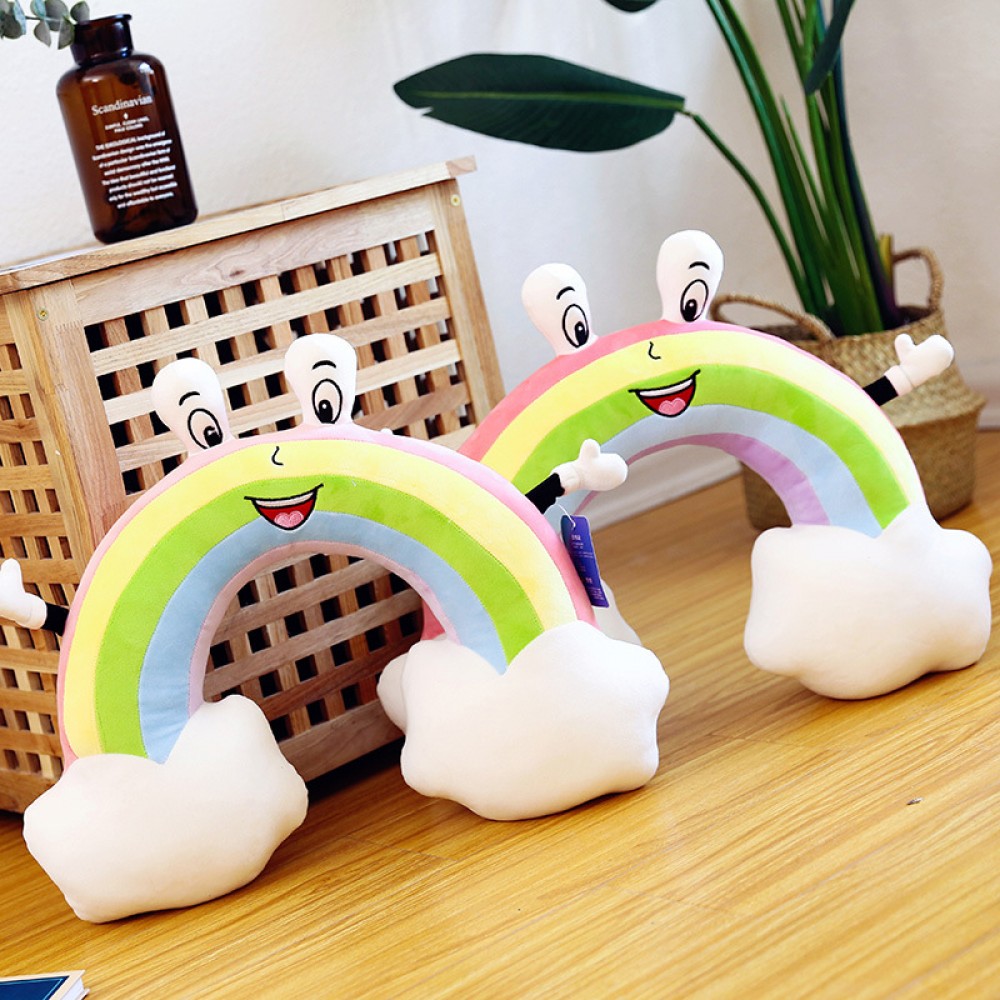 Creative new rainbow little sister U-shaped pillow down cotton plush toy neck pillow car travel lunch break pillow