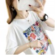 Summer new style large size women's cartoon printed short-sleeved T-shirt student casual bottoming ladies shirt