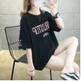 Summer new large size women's loose loose round neck short sleeve T-shirt female printed letters ladies top