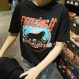 Summer new large size women's loose student short-sleeved T-shirt female print bottoming ladies top