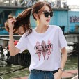 Fine cotton round neck short sleeve t-shirt female summer new large size women's tide loose student ladies top