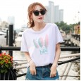 Summer new large size women's cotton loose short-sleeved t-shirt female solid color bottoming shirt top