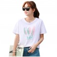 Summer new large size women's cotton loose short-sleeved t-shirt female solid color bottoming shirt top