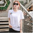 Summer new mm large size women's solid color ladies shirt loose printed short-sleeved t-shirt women's tide