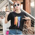 Summer new large size women's cotton white short-sleeved t-shirt female loose student female shirt tide