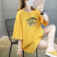 Summer new large size women's short-sleeved t-shirt women's tide solid color printing student shirt bottoming