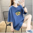 Summer new large size women's short-sleeved t-shirt women's tide solid color printing student shirt bottoming