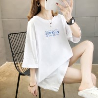 Summer  letter printed loose shirt round neck short sleeve T-shirt 